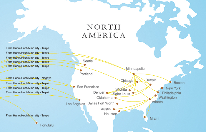 Vietnam Airlines America Map